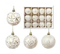Boules de Noël de luxe en plastique 8 cm (style C) | Parfait pour les arbres de Noël, les bougeoirs, les projets de bricolage, les fêtes de vacances, les décorations d'hiver