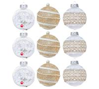 Boules de Noël Décor incassable Couleur Champagne 7,5 cm 9 pièces | ensemble de boules de Noël décoratives Pour fêtes, projets créatifs, vitrines, centres