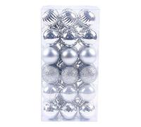 Boules de Noël,Decoration Noel Sapin,4CM 36PC Boules de Noël en Plastique Robuste Décoration de Noël intérieur extérieur Decoration Noel Sapin en Boules de Noël Incassable Réutilisable (Argent)