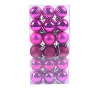 Boules de Noël,Decoration Noel Sapin,4CM 36PC Boules de Noël en Plastique Robuste Décoration de Noël intérieur extérieur Decoration Noel Sapin en Boules de Noël Incassable Réutilisable (Rose)