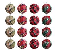 Boules de Noël Décoratives,16 Pièces Boules Décoratives en Tissu à Carreaux Résistantes - Ornements Saisonniers pour Maison Chambre Magasin Vitrine Appartement - École Appartement Boutique Décoration