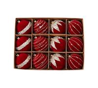 Boules de Noël décoratives Lot de 2 Décorations de Fête Floquées 6 cm | Boules de Noël en velours pour la maison, l'appartement, la ferme, l'école, le jardin, la cour, le patio, le porche, le