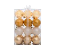 Boules de Noël Décoratives Rondes Lot de 24 Boules Noël en Plastique 6 Cm, Décorations Simples for Sapin, Pendentifs Sphériques(Gold (24pcs))
