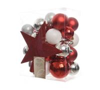 Boîte de 33 accessoires EDM - esprit de Noël - Argenté, Rouge et Blanc - 72209