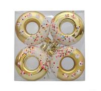 Boules De Noël Donut PVC 4pcs Incassables Suspensions Sapin Décoration | Matériau PVC léger et résistant Utilisable pour intérieur extérieur Convient fêtes Noël Nouvel An mariage anniversaire