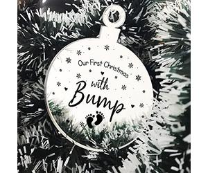 Boules de Noël en Acrylique avec Inscription « First Christmas with Bump »