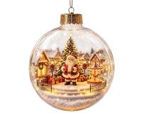 Boules de Noël en acrylique avec lumières, verre acrylique transparent et | Décoration murale pour sapin de Noël, décoration murale pour extérieur, maison, salon, chambre à coucher, mur, fenêtre