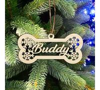 Boules de Noël en bois personnalisées avec nom personnaliséCatPaw flocon de neige - Décorations de Noël faites à la main - Cadeaux de Nouvel An (O)