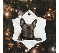 Boules de Noël en céramique avec bouledogue français - Décoration de Noël - Décoration de Noël - Souvenir - Décoration de fête de Noël