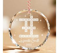 Boules de Noël en Cristal Personnalisées - Puzzle de Prénoms de Famille Gravé en 3D avec Texte, Cadeaux sur Mesure pour Familles & Couples, Décoration de Sapin de Noël
