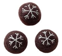 Boules de Noël en feutre de laine rouge 3 cm (flocon de neige marron/3 g)