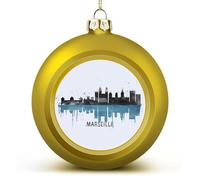 Boules de Noël en forme de silhouette de Marseille - Décoration de Noël, France - Aquarelle de Marseille - Boule à suspendre pour sapin de Noël, fête de vacances, cadeau de Nouvel An