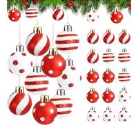 Boules de Noël en Plastique, 24 Pièces 3cm Boules Sapin de Noël avec Lanière, Boule de Noël Ornements Decoration Sapin de Noel en Plastique, pour Decoration de Arbre de Noel, Mariage, Fête