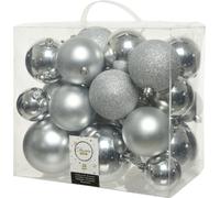 Boules de Noël en plastique 6-10cm Mix 26er Set - Argent