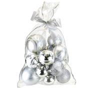 Boules de Noël en sachet, assortiment, argent, 14 pcs.
