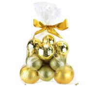 Boules de Noël en sachet, assortiment, or, 14 pièces