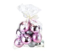 Boules de Noël en sachet, assortiment, rose/argenté, 14 pcs.