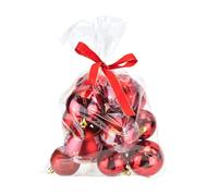 Boules de Noël en sachet, rouge, 14 pcs.