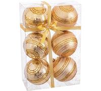 Boules de Noël en spirale en plastique doré 8 x 8 x 8 x 8 cm (6 pcs.)