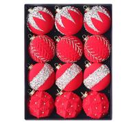 Boules de Noël en Velours - 12 pièces, Artisanat Ornements de Vacances affichés | Ornements d'arbres de Noël afflués pour Les décorations de fête à Domicile d'hiver