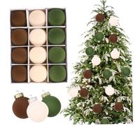 Boules de Noël en Velours 12pcs 3 Couleur 2, 36 Pouces Ornements de Balle Noël étanche à l'épreuve des Ornements en Velours pour l'arbre, Couronne, Guirlande