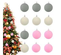 Boules de Noël en velours, décoration saisonnière floquée - Pendentif de décoration de vacances | pour décoration d'intérieur, porte d'entrée, escalier, rebord de fenêtre, cheminée, mur, arrière-cour