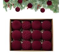 Boules de Noël en velours - Floquées - Boules en plastique - Design luxueux - Décoration saisonnière pour fiançailles, anniversaires, fêtes de Noël, mariages