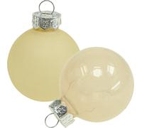 Boules de Noël en verre Décoration d'arbre de Noël Crème 4cm 24pcs