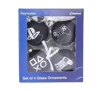 Boules de Noël en verre noir PALADONE - PlayStation - Lot de 4 - 7cm de diamètre - Multicolore