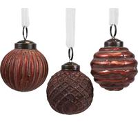 Boules de Noël en verre style vintage rouge-brun, set de 9 décorations de Noël en forme de losange Ø5cm