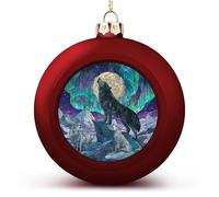 Boules de Noël en verre teinté incassable à suspendre pour sapin de Noël, fête de mariage et de loup noir, pleine lune