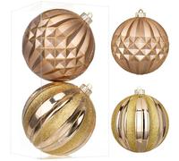 Boules de Noël extra larges 15cm/6 pouces, lot de 2 pièces, boules incassables, grandes boules marron, ornements de boules de Noël pour décorations de sapin de Noël, Halloween, vacances, fête de