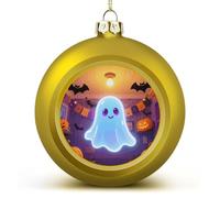 Boules de Noël fantômes et douces pour Halloween, 6 cm, rouge et doré | Boules de Noël à suspendre pour fête de Noël, mariage, décoration d'intérieur