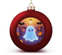 Boules de Noël fantômes et douces pour Halloween, 6 cm, rouge et doré | Boules de Noël à suspendre pour fête de Noël, mariage, décoration d'intérieur