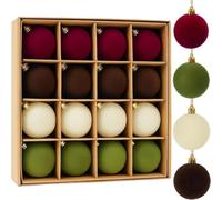 Boules De Noël Flockées 16 6cm 8cm Multicolores Avec Cintres Prémontés | Texture Flanelle Douce Différentes Tailles Usage Pour Sapin Mariage Décorations Saisonnières