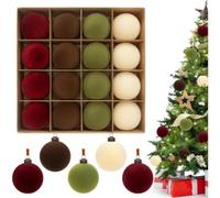 Boules De Noël Flockées 16 6cm 8cm Multicolores Avec Cintres Prémontés | Texture Flanelle Douce Différentes Tailles Usage Pour Sapin Mariage Décorations Saisonnières