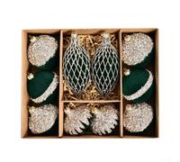 Boules de Noël Flockées 8cm Lot de 10 PVC Vert Boules de Noël(dark green) | Flocage doux pour premium, couleurs bourgogne et vert foncé, finition mate élégante, résistant à l'humidité