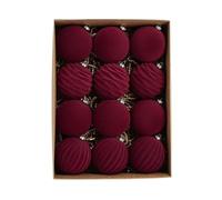 Boules De Noël Floqué, Lot de 12 Boules De Noël en Velours Floqué Incassables À Suspendre De 8 Cm, pour Sapin, Décorations De Fêtes, Couronnes Et Guirlandes