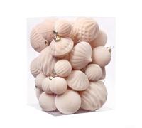 Boules de Noël Floquées 35pcs PET Multitailles(D) | 5 tailles variÃ©es 4-8cm, finition floquÃ©e douce, design Ã©lÃ©gant, pour idÃ©al sapin de NoÃ«l