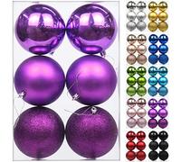 Boules de Noël Geante décoration Sapin de Noël Lot de 6, 3.9"/10CM Boules Suspendues pour Sapin de Noël, pour Décoratives Vacances Fourniture De Fête De Mariage Maison Festival Décors, Violet