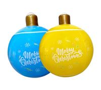 Boules de Noël gonflables 2 pièces 18, 9x25, 6 Pouces Ballon Gonflable géant de Noël Ballons en PVC pour décorations extérieures Patio Jardin Cour Jaune Bleu