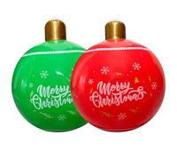 Boules de Noël gonflables 2 pièces 18, 9x25, 6 Pouces Ballon Gonflable géant de Noël Ballons en PVC pour décorations extérieures Patio Jardin Cour Rouge Vert