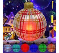 Boules de Noël Gonflables 60CM, Boules de Noël Lumineuses avec Grande Lumière LED Télécommande Clou de Sol et Pompe à Air pour Jardin Cour Décoration Extérieure, Bande