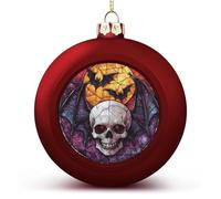 Boules de Noël gothiques incassables à suspendre pour Halloween, chauve-souris et tête de mort, boules de Noël rouges pour fêtes de mariage