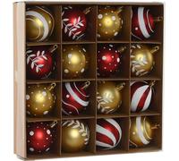 Boules de Noël Home ESPRIT Rouge Or PVC 25 x 6 x 25 cm (16 pièces)