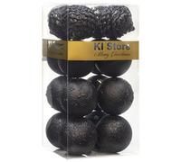 Boules De Noël Incassable Décorations D'arbres De Noël pour Noël Décor De Mariage De Noel Ornements Crochets Inclus (Noir, 10cm)