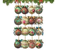 Boules de Noël Incassables | 18 Pièces Charm Decor Bois Fêtes - Boules de Noël Pendantes Pour Famille Fête Porche Chemin Garde-corps Fenêtre Guirlande Jardin Extérieur | Escaliers Fête Ring