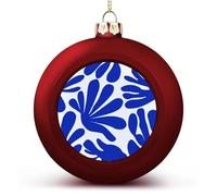 Boules de Noël incassables à suspendre avec de grandes fleurs abstraites bleues audacieuses pour sapin de Noël, vacances, fête de mariage