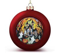 Boules de Noël incassables à suspendre - Château gothique hanté - Fantôme - Pour décoration de sapin de Noël, vacances, fête de mariage