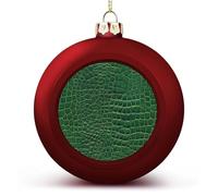 Boules de Noël incassables à suspendre en cuir vert texture peau de crocodile pour sapin de Noël, vacances, fête de mariage